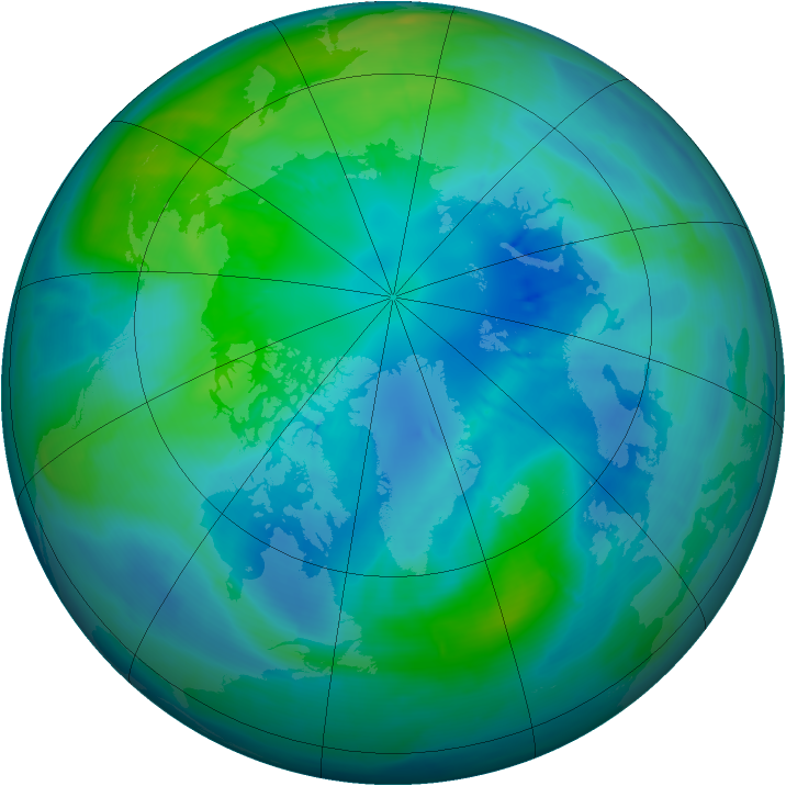 Arctic ozone map for 10 October 2008